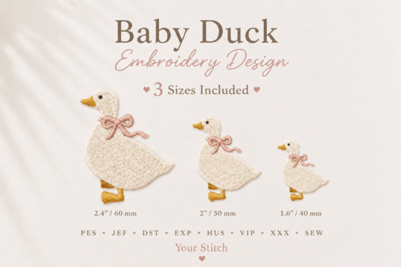Baby Duck Embroidery Design 3 Sizes in Review