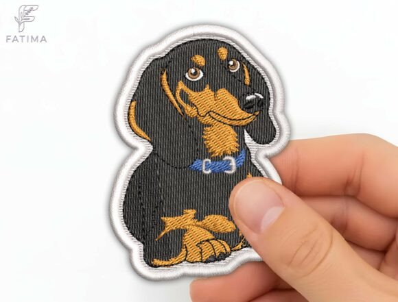 Cute Dachshund Patch Embroidery Design