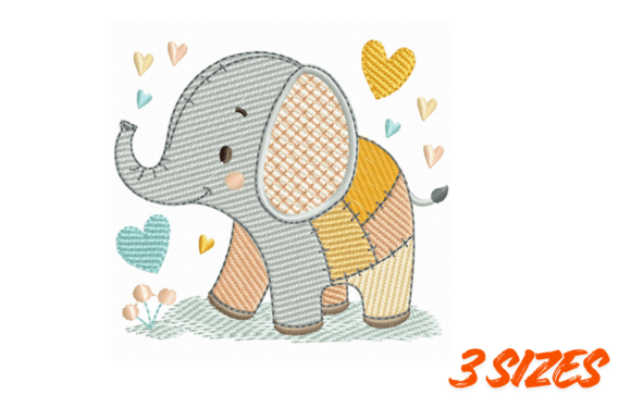 Cute Elephant Embroidery Design Art for Holiday Collections