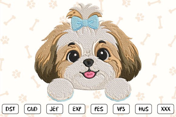 Cute Shih Tzu Embroidery Design for Seasonal Sales