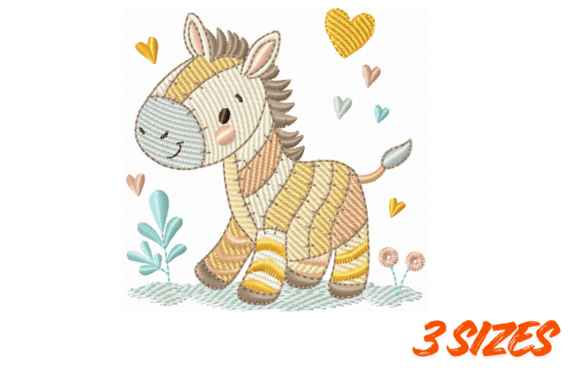 Cute Zebra Embroidery Nursery Art