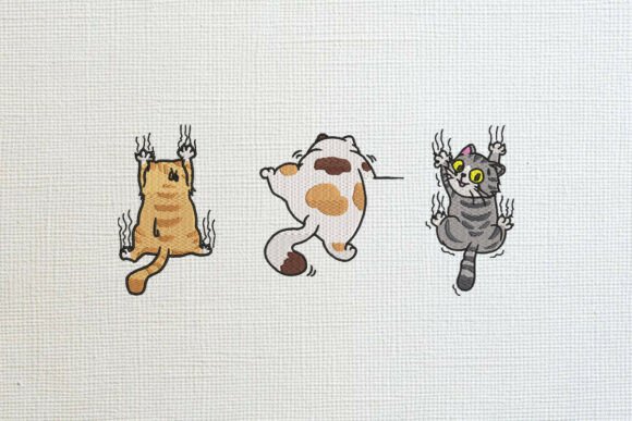 Funny Clinging Cats Embroidery Design Bu