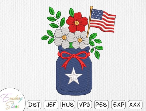 Patriotic Mason Jar Embroidery Design Review