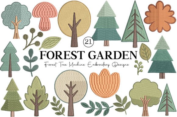 Whimsical Trees Embroidery Designs for Etsy